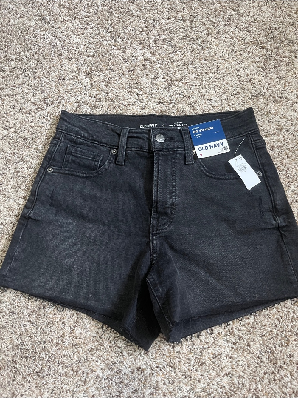 Old Navy Black Denim Mid-Rise Jean Shorts